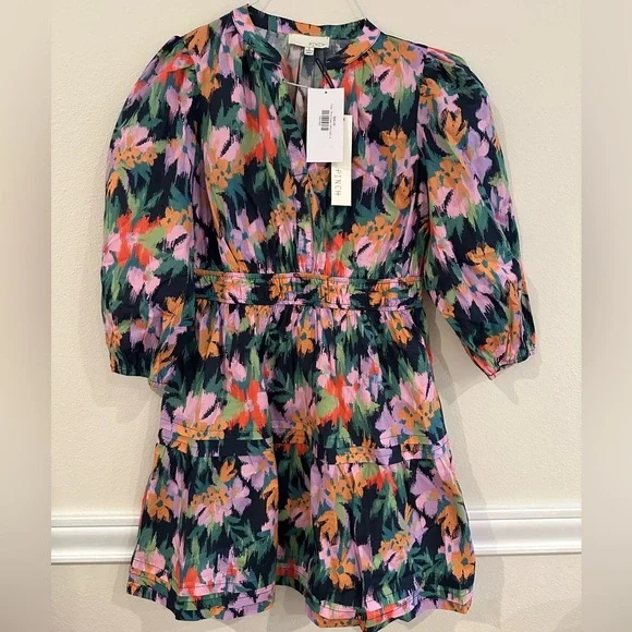 Boho floral mini dress | Anthropologie style | pockets | spring Size Large - NWT - Picture 2 of 6
